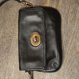 Halogen Black Leather Crossbody Bag